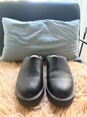 Kelly & Katie Black Leather Slip-On Clogs